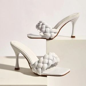 White rope like sandal heels